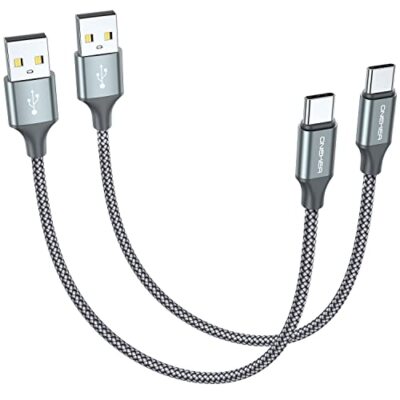 Paquete de 2 cables de carga USB tipo C cortos de 1 pie Cable de carga rápida