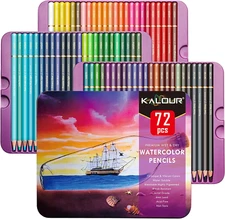 KALOUR Professional Watercolor Pencils, Set of 72 Colors,Numbered and Lightfastn