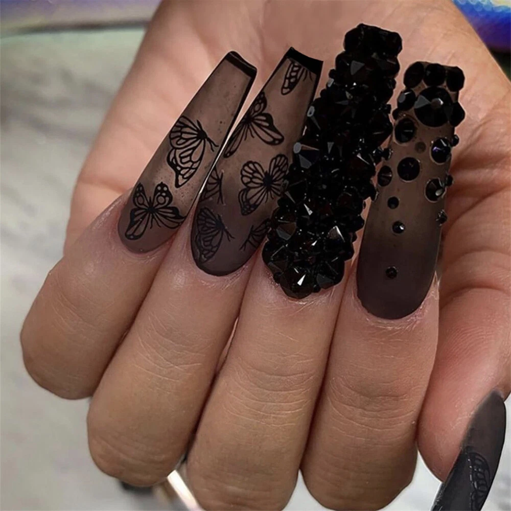 Black coffin nails outlet