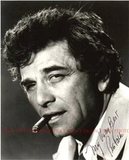 PETER FALK SIGNED AUTOGRAPH 8x10 RP PHOTO COLOMBO DETECTIVE with CIGAR