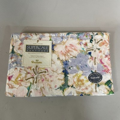 Wamsutta Supercale pflegeleicht Blumenmuster Doppel Spannbetttuch 39'' x 75'' 100% Baumwolle NEU