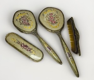 Vintage 4 Piece Regent London Petit Point Ornate Dressing Table Vanity Set