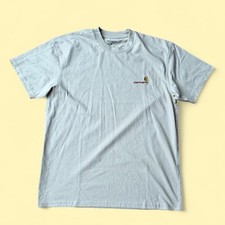 Carhartt Cream TShirt Mens Size Medium Retro Embroidered Workwear Logo Tee Shirt