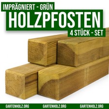 4 STÜCK  Zaunpfosten Pfahl 9x9 KDI Vier Kant Holz Zaun Pfosten Pfahl imprägniert