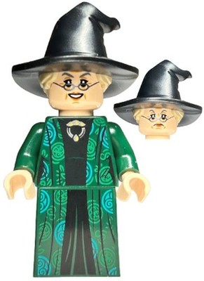 Lego Professor Minerva McGonagall - Dark Green Robe over Black Dress, Hat -hp274