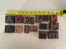 Vintage Letterpress Lot Of 15 Mixed Letters Wood Type Printers Blocks