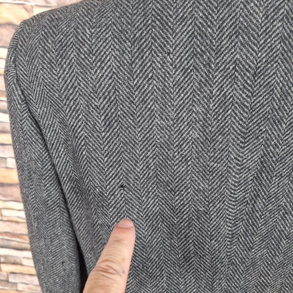 Kasper 1960s Sport Coat Jacket Mens 40R Gray Herringbone Tweed Flaw - Изображение 4 из 4