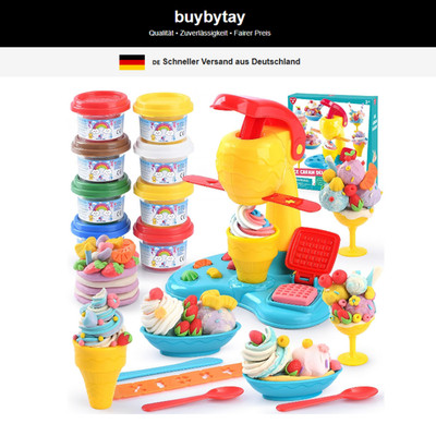 Eis Knete Set für Kinder - DIY Eismaschine mit 8 Dosen Knetmasse