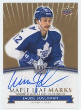 2017-18 Upper Deck Toronto Maple Leafs Centennial Leaf Marks Laurie Boschman