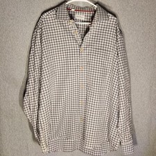 Mens XXL Cotton David Donahue Long Sleeve Button Up Mens Dress Shirt Black Plaid