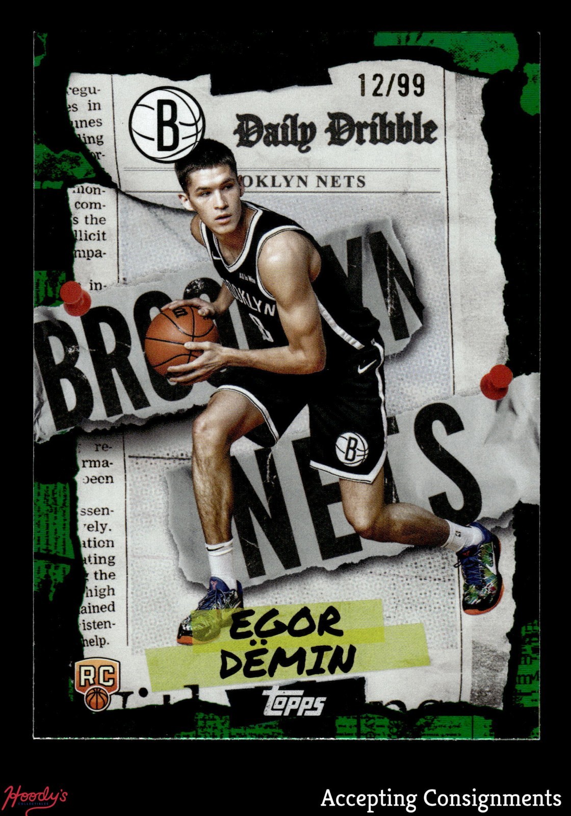 2025-26 Topps The Daily Dribble Green Rainbow Egor Demin 12/99 ROOKIE RC NETS