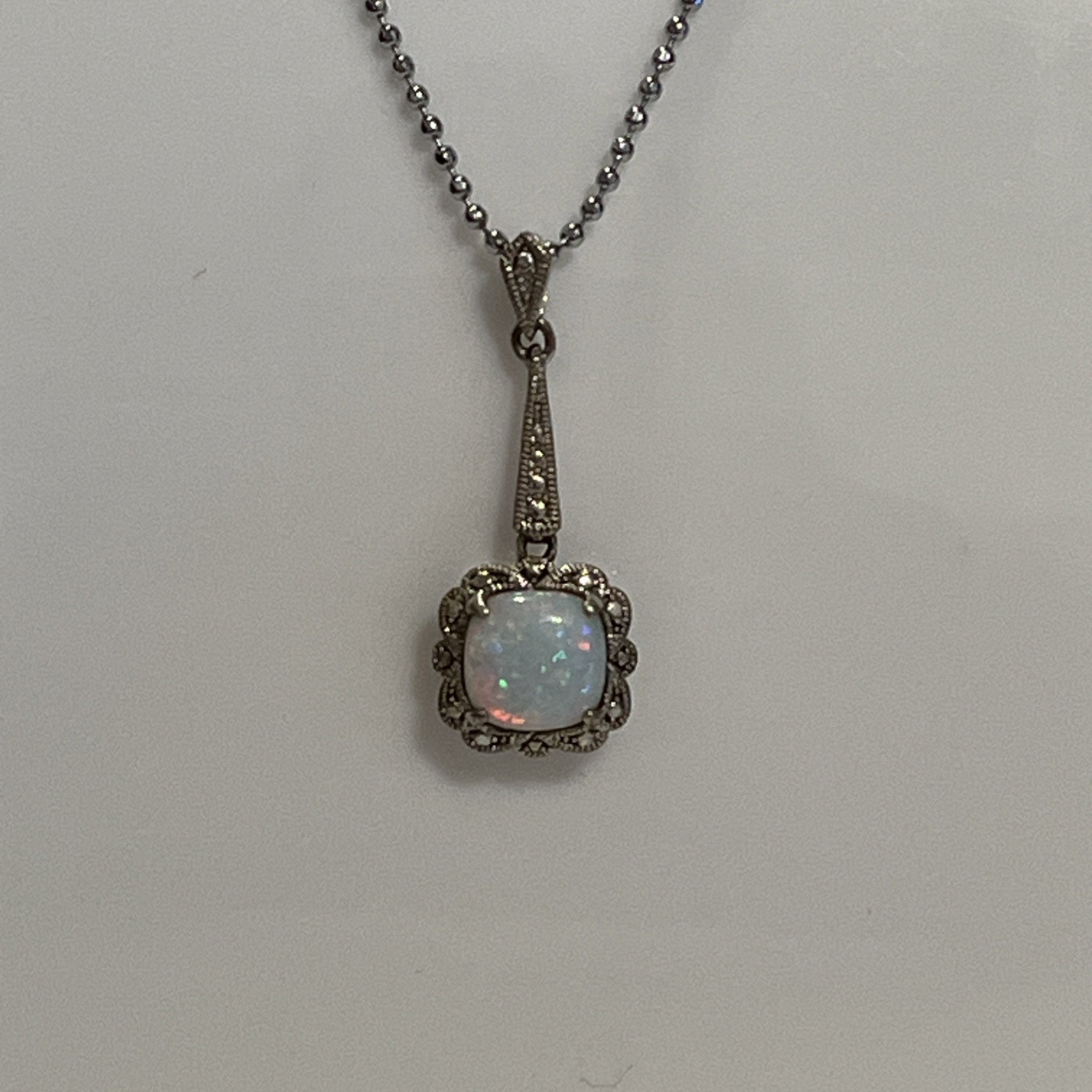 Opal Lab Created Dangle Pendent  925 Silver On St… - image 2