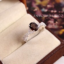 Natural Smoky Quartz, Engagement Ring, Anniversary Ring, Quartz Ring, Pave Ring
