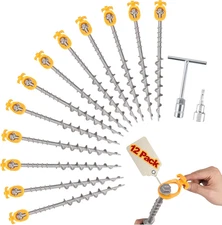 12 PCS Screw in Tent Stakes for Women Men - Ground Anchors for Sand, Canopy, Tra