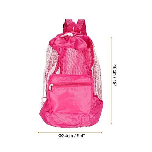 Mesh Beach Bag, Washable Large Mesh Backpack Sea Shell Organizers Pink - Picture 4 of 5