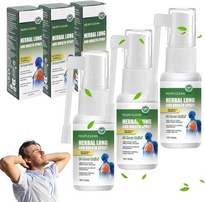 Landrain 3 Stück 30 ml Herbal Lung Cleansing Spray, Herbal Breath Respiratory, L