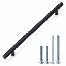 10-Pack Euro Bar Cabinet Handles, 11.19 in Length, Flat Black