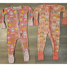 Little Sleepies Pink Bunny and Cookies and Milk Zippy Pajamas size 6-12 months