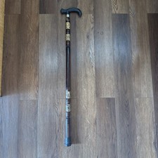 Vintage Hand Carved Textured Wood Folk Art Cane Walking Stick Free Shipping