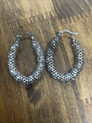 Sterling Silber PC filigrane Mesh Creolen 2,61 Gramm