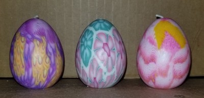 Easter Decorated Egg Candles Lotof 3 About 2.25'' High