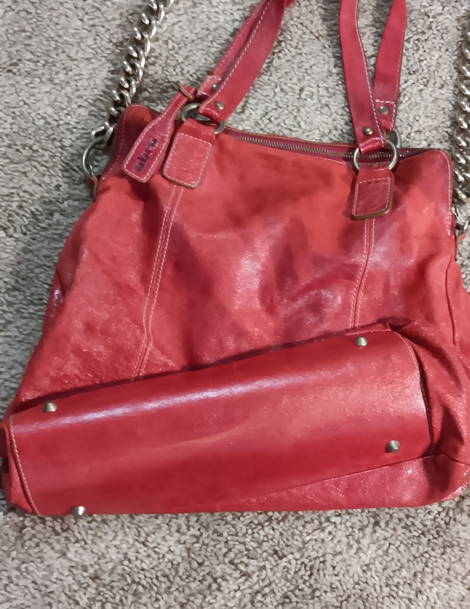 Vintage Y2K Abro Women's Red Leather Messenger Shoulder Purse Hand