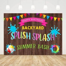 8x6ft Summer Pool Party Backdrop for Birthday Splish Splash Summer Bash Backy...