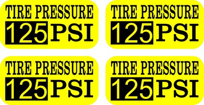 #ad StickerTalk Tire Pressure 125 PSI Vinyl Stickers Yellow 2x1 inch Sheet $8.99