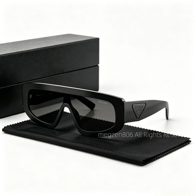 Prada D10S Shield Sunglasses Unisex Women/Men Black Frame / Gray Lenses Shades