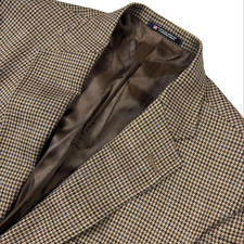 Hart Schaffner & Marx Men’s Wool 2-Button Blazer Houndstooth Brown • USA • 44S