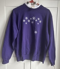 VTG Top Stitch by Morning Sun Sweatshirt Sparkle Snowflakes Embellished Size L