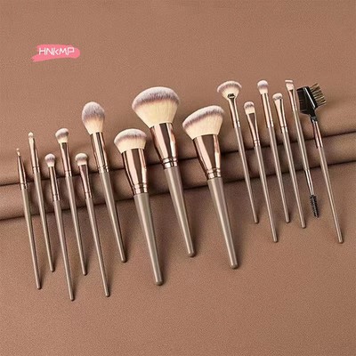 7/15Pcs Professional Makeup Brushes Set Brown Cosmetics Tools for Women Powder 