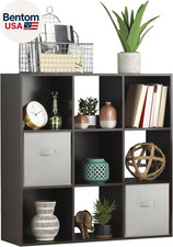 9 Cube Storage Organizer, 3 Tier Stackable Mdf Wood Bookcase, Open Storage Displ