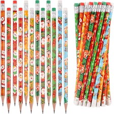 48 Pcs Christmas Pencils with Eraser, Xmas Themed Pencil with Santa Christmas Tr