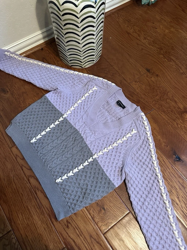 Suéter Pullover Club Monaco Púrpura Violeta Lavanda Bloque Talla M 87% Lana Foto 3 de 4