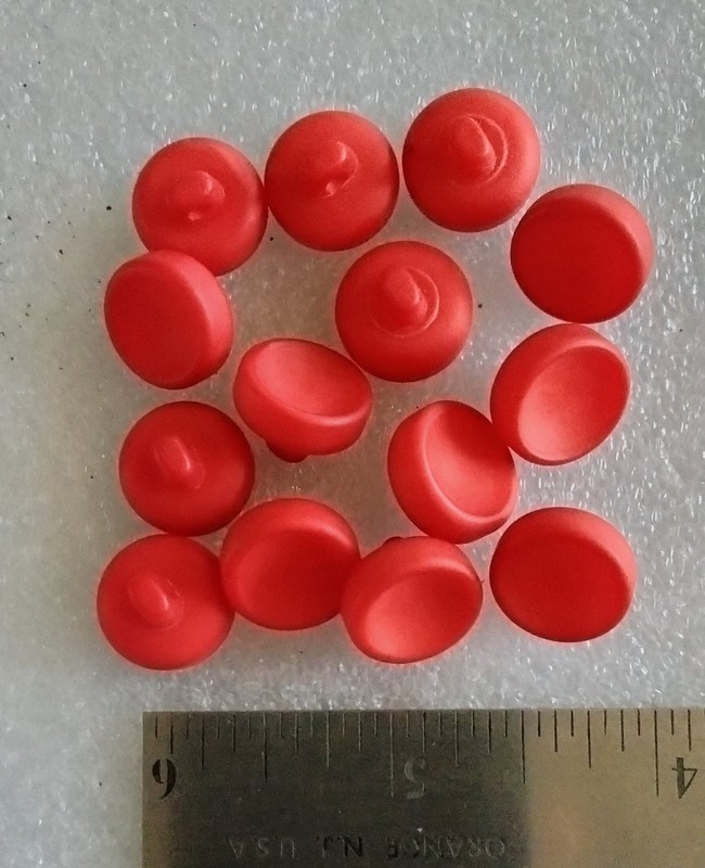 12 Vintage Matte Cherry Red Plastic Shank Buttons 5/8" Sewing Garment District L
