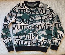 Louis Vuitton Camouflage Crewneck Pull-over Sweatshirt Green White Black SizeXXL