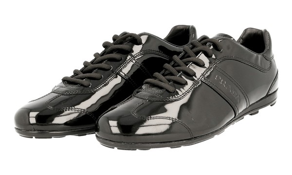 Luxus Prada Sneaker Schuhe 3E4126 Schwarz Leder Neu 37 37,5-image