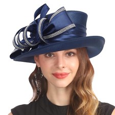Church Hat for Women Derby Tea Party Wedding Dress Hats with Rhinestone Medium