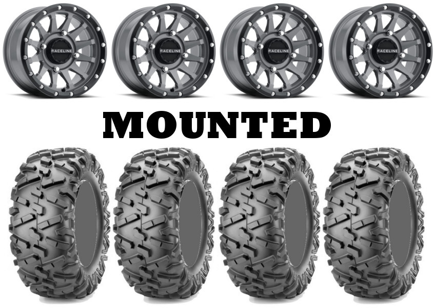 Kit 4 Maxxis Bighorn 2.0 Tires 27x9-14/27x11-14 on Raceline Trophy
