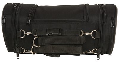 Large Triple Zipper Pocketed Roll Top Tube Motorcycle Bag Fits