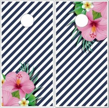 Flower Stripes Cornhole Wrap Bag Toss Skin Decal Sticker