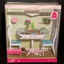 Barbie Doll Table  Chairs Kitchen Playset Dog Home Furniture for OOAK Diorama