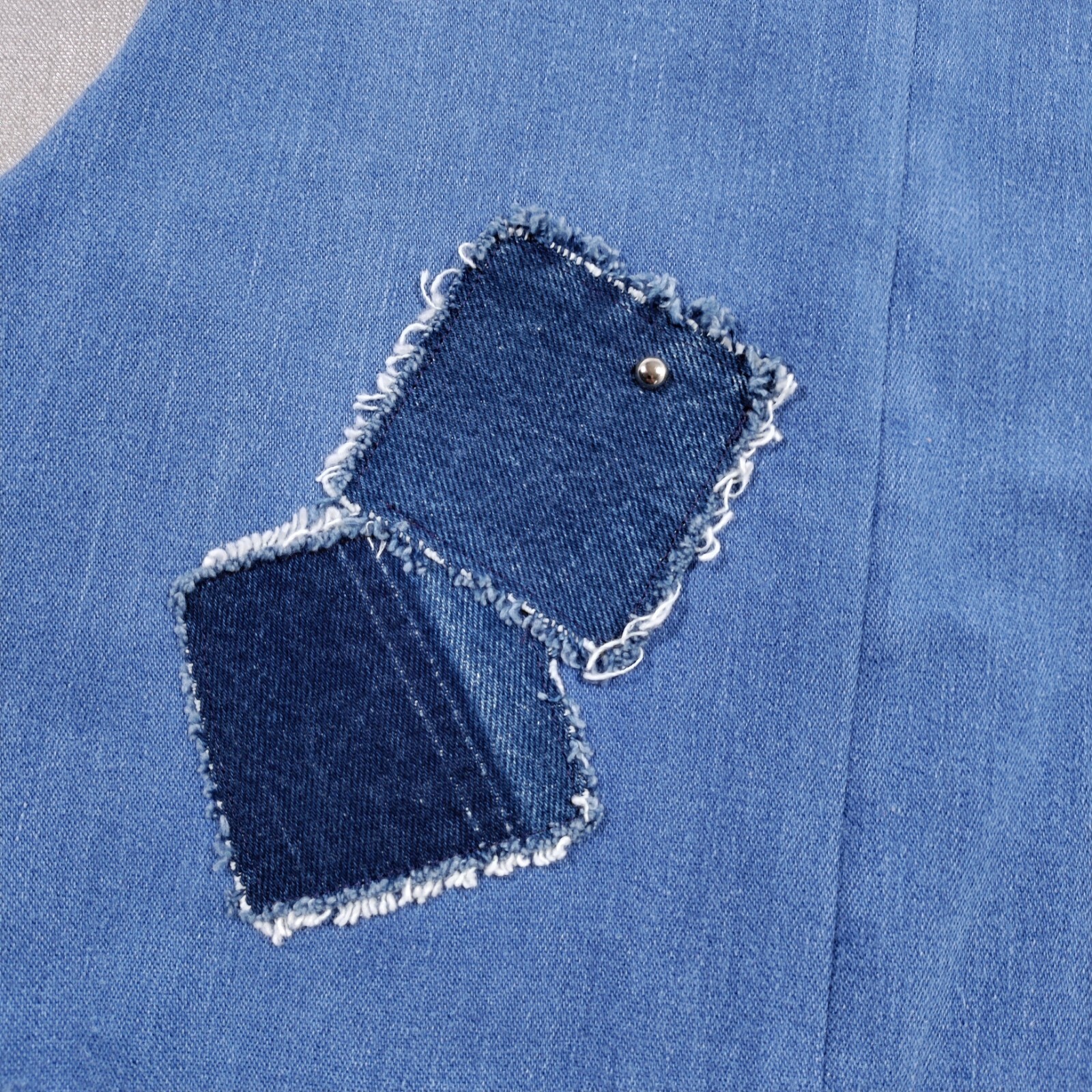 Vtg Handmade Grannycore Denim Patchwork Vest Larg… - image 12