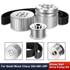For Chevy SBC 283 305 327 350 LWP Billet Aluminum Gilmer Belt Drive Pulley Kit