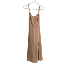 Lulus Blush Pink Chiffon Crossed Back Spaghetti Strap Women M Midi Dress Gown
