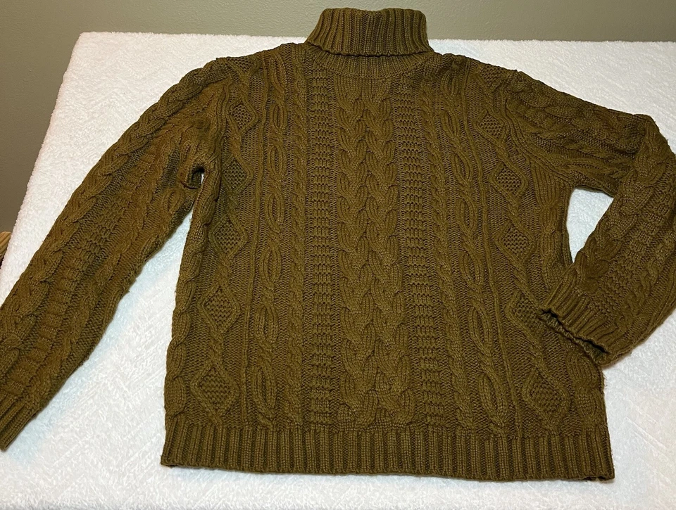 Suéter ASOS M Tejido con Cable Cuello Alto Mezcla de Lana Preppy Academia Twee Pescador Foto 3 de 4