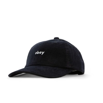 Obey Lowercase Cord 6 Panel Strapback Cap - Schwarz