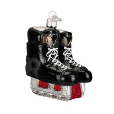 Old World Christmas Hockey Skates 44046 Glass Ornament w/ OWC Gift Box