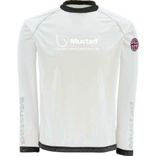 Mustad Day Perfect Fishing Shirt UV Protection UPF-30 Choose Size White SALE |B8